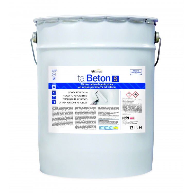 Pittura a base di resine alla pliolite, cariche selezionate, biossido di titanio e solventi ITALBETON S Pittura a base di resine alla pliolite, cariche selezionate, biossido di titanio e solventi ITALBETON S
