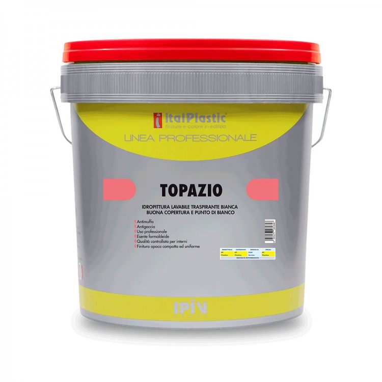 Idropittura lavabile per interni a buona copertura, a base di resine vinilacriliche TOPAZIO Idropittura lavabile per interni a buona copertura, a base di resine vinilacriliche TOPAZIO