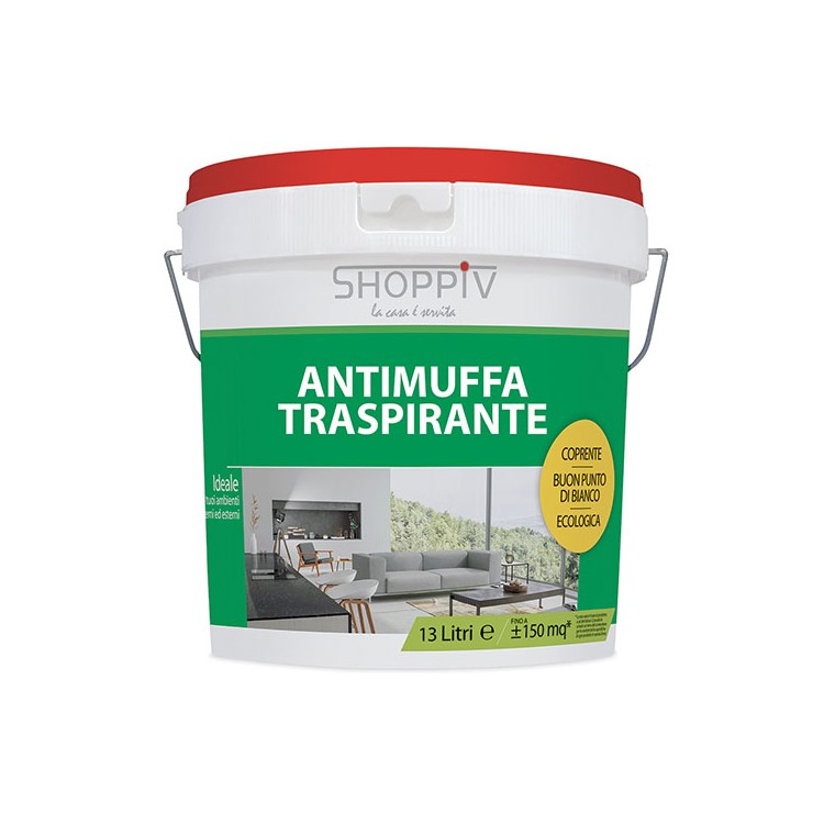 Idropittura traspirante per interni Bianca, Antimuffa, per interni Shoppiv