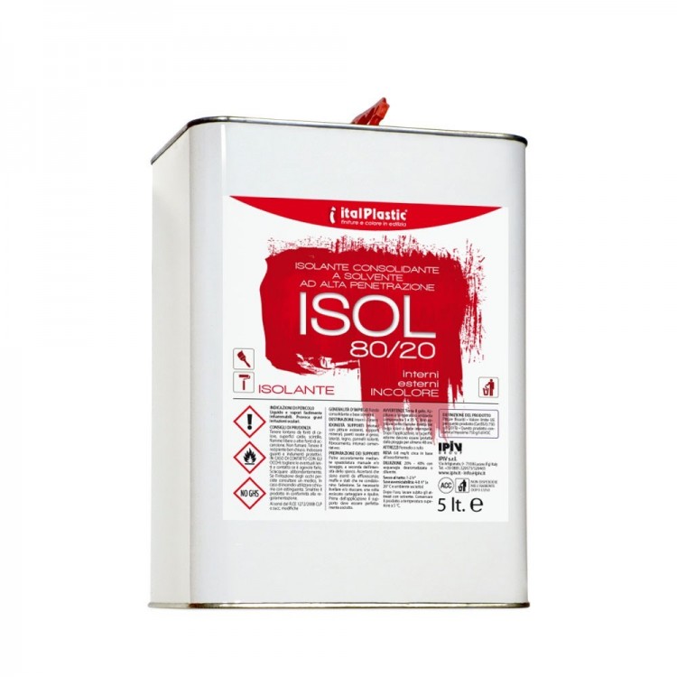 Primer ISOL 80-20 consolidante incolore a solvente per supporti murari